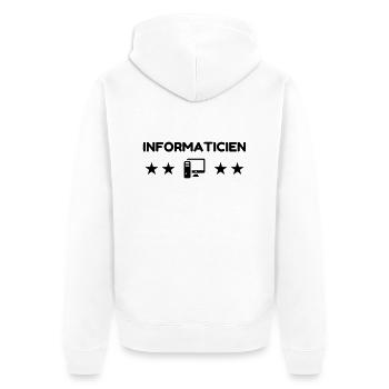 Computer / Informatiker / Aussenseiter / Ingenieur - Unisex Premium Bio Zip Hoodie - Weiß - Hinten - Thijin (182cm)