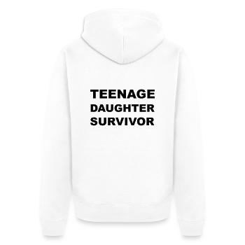 Teenage Daughter Survivor - Unisex Premium Bio Zip Hoodie - Weiß - Hinten - Thijin (182cm)