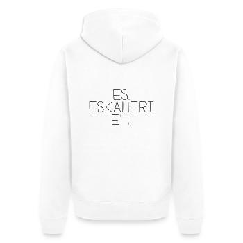 es. eskaliert. eh. - Unisex Premium Bio Zip Hoodie - Weiß - Hinten - Thijin (182cm)