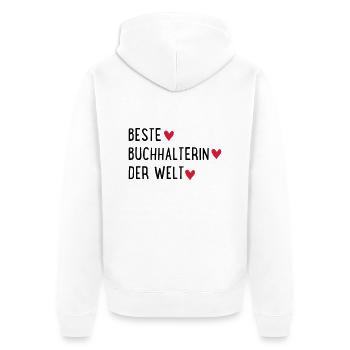Buchhalterin - Unisex Premium Bio Zip Hoodie - Weiß - Hinten - Thijin (182cm)