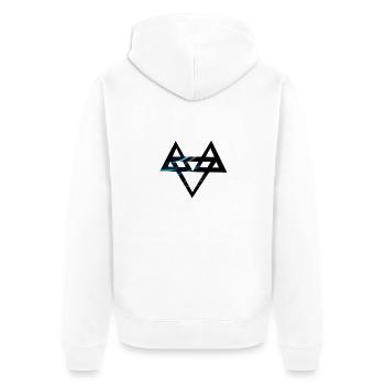Neffex 3D 3 Blue2 - Unisex Premium Bio Zip Hoodie - Weiß - Hinten - Thijin (182cm)
