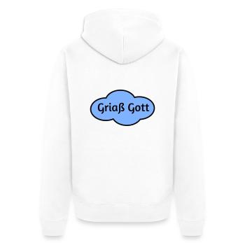 Griaß Gott - Unisex Premium Bio Zip Hoodie - Weiß - Hinten - Thijin (182cm)