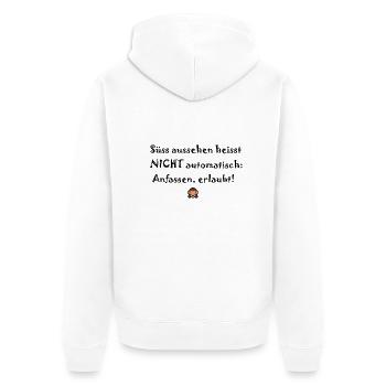 nicht anfassen, don`t touch - Unisex Premium Bio Zip Hoodie - Weiß - Hinten - Thijin (182cm)