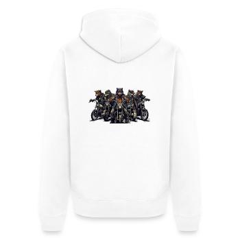 Straßenwölfe - Unisex Premium Bio Zip Hoodie - Weiß - Hinten - Thijin (182cm)