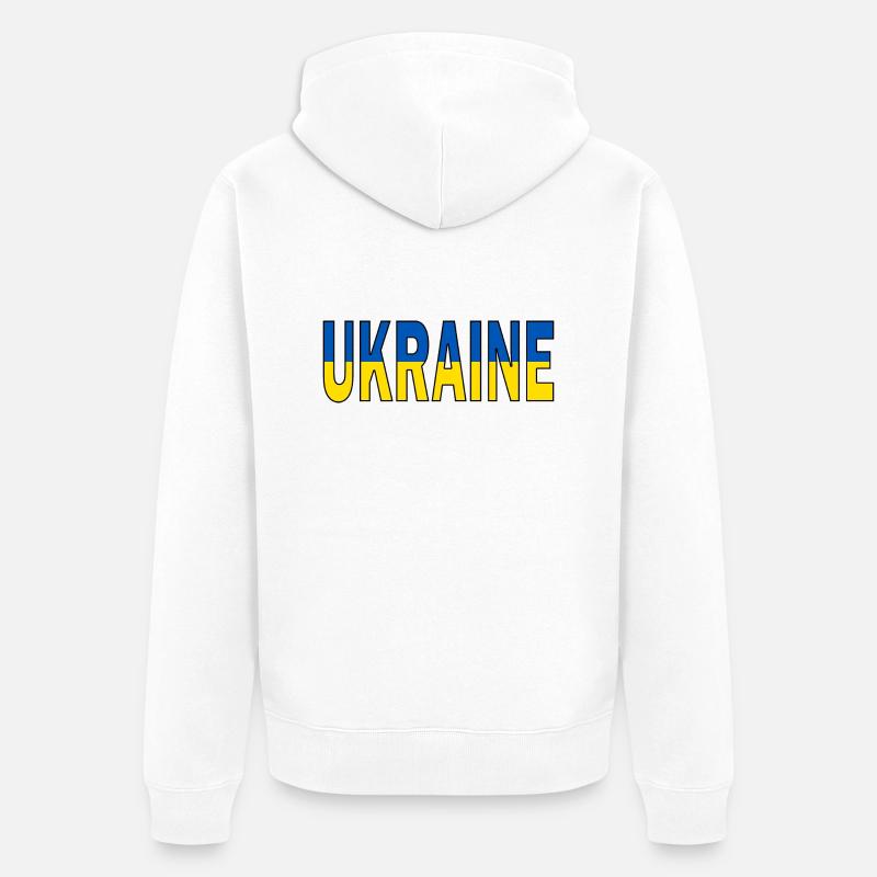 L’Ukraine aux couleurs nationales - Veste à capuche bio Premium Unisexe - blanc