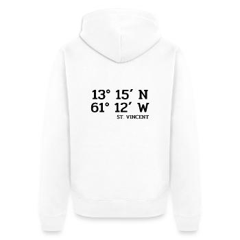 Coordonnées Saint-Vincent - Koordinaten West Indies - Veste à capuche bio Premium Unisexe - blanc - Dos - Thijin (182cm)