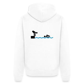 schwimmen Staffel - Unisex Premium Bio Zip Hoodie - Weiß - Hinten - Thijin (182cm)