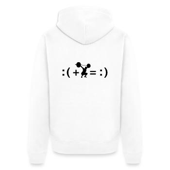 Formula For Happiness (Squat) - Unisex Premium Bio Zip Hoodie - Weiß - Hinten - Thijin (182cm)