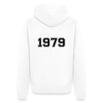 1979 - Unisex Premium Bio Zip Hoodie - Weiß - Hinten - Thijin (182cm)