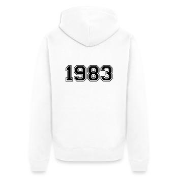 1983 - Unisex Premium Organic Zip Hoodie - white - Back - Thijin (182cm)