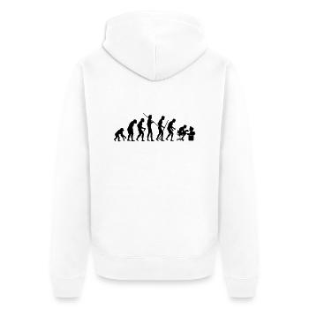 Evolution of Society - Unisex Premium Bio Zip Hoodie - Weiß - Hinten - Thijin (182cm)