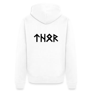 Thor Runen - Unisex Premium Bio Zip Hoodie - Weiß - Hinten - Thijin (182cm)