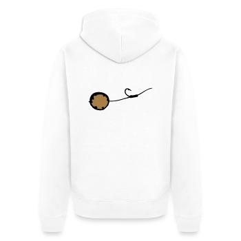 (haken_mit_boilie_2c) - Unisex Premium Bio Zip Hoodie - Weiß - Hinten - Thijin (182cm)