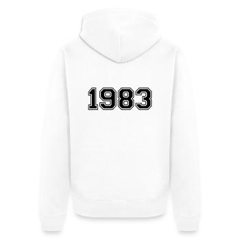 1983 - Unisex Premium Bio Zip Hoodie - Weiß - Hinten - Thijin (182cm)