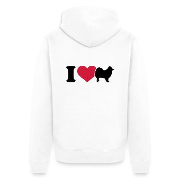 Spitz - Unisex Premium Bio Zip Hoodie - Weiß - Hinten - Thijin (182cm)