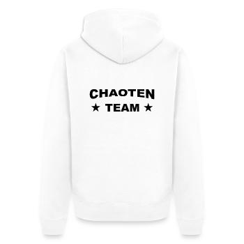 Chaoten - Team - Unisex Premium Bio Zip Hoodie - Weiß - Hinten - Thijin (182cm)