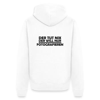 der tut nix der will nur fotografieren - Unisex Premium Bio Zip Hoodie - Weiß - Hinten - Thijin (182cm)