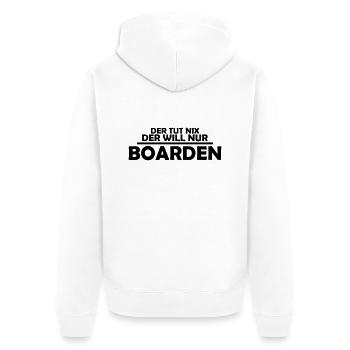 der tut nix der will nur boarden - Unisex Premium Bio Zip Hoodie - Weiß - Hinten - Thijin (182cm)
