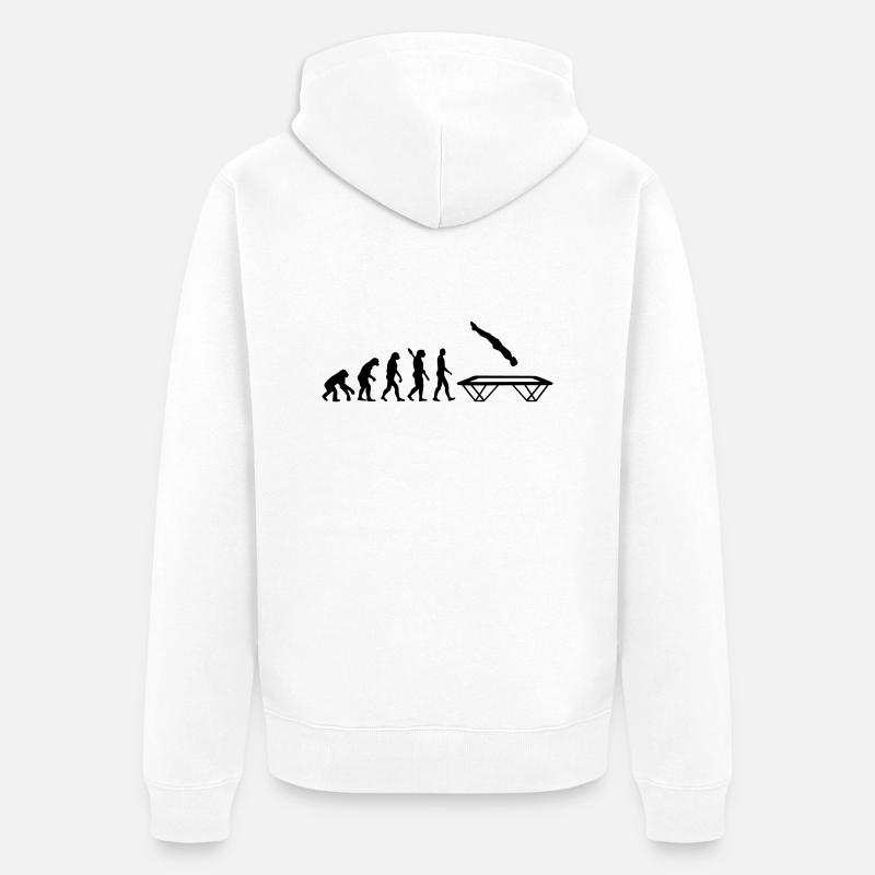 Evolution Trampoline - Unisex Premium Organic Zip Hoodie - white