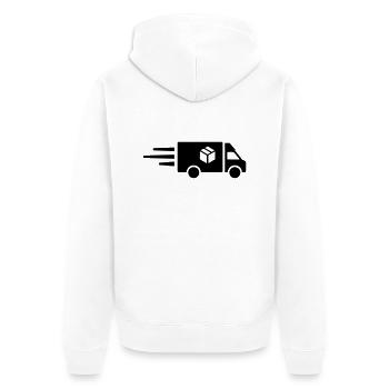 LKW - Unisex Premium Bio Zip Hoodie - Weiß - Hinten - Thijin (182cm)