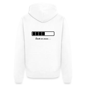 Sieste en cours - Humour - Drôle - Blague - Fun - Veste à capuche bio Premium Unisexe - blanc - Dos - Thijin (182cm)