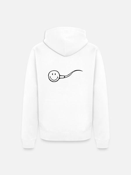 Smiley Sperm - Unisex Premium Organic Zip Hoodie - white