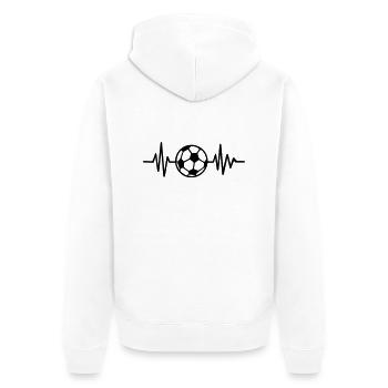 Fussball - Unisex Premium Bio Zip Hoodie - Weiß - Hinten - Thijin (182cm)