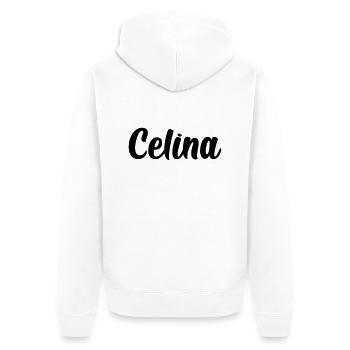 Celina - Unisex Premium Bio Zip Hoodie - Weiß - Hinten - Thijin (182cm)