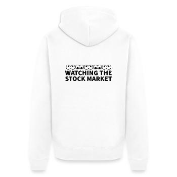 Watching the stock market Augen hoch runter auf ab - Unisex Premium Bio Zip Hoodie - Weiß - Hinten - Thijin (182cm)