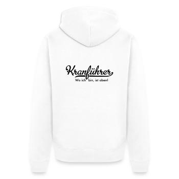 Kranführer - Unisex Premium Bio Zip Hoodie - Weiß - Hinten - Thijin (182cm)