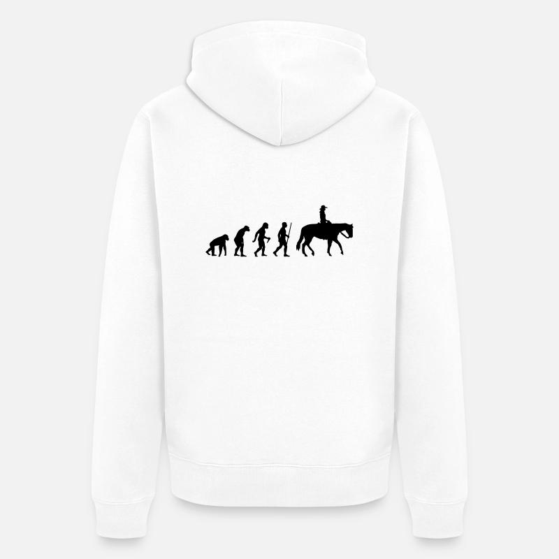 Evolution Westernreiterin - Unisex Premium Bio Zip Hoodie - Weiß