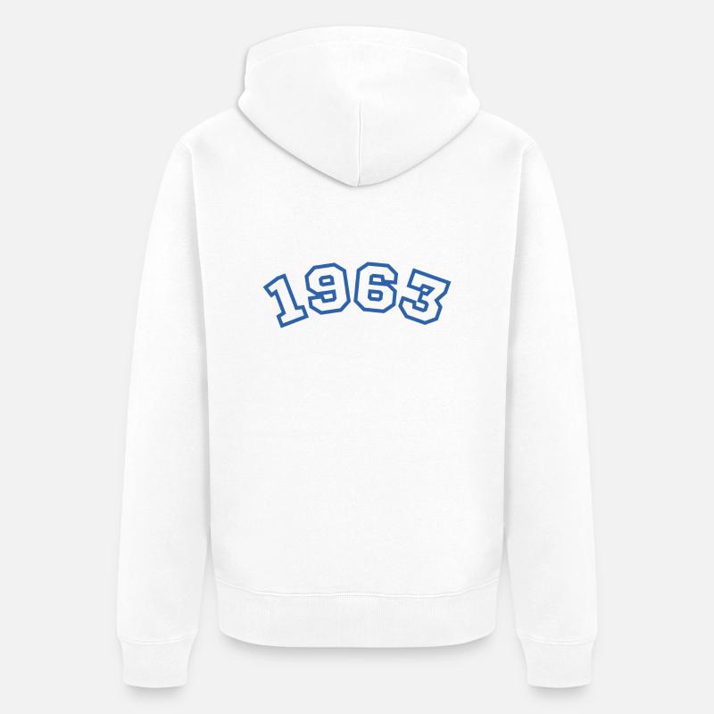 1963 bleu sport - Veste à capuche bio Premium Unisexe - blanc