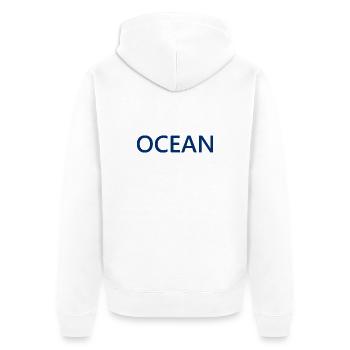 Ocean Lettering Design Logo Ozean Meer - Unisex Premium Bio Zip Hoodie - Weiß - Hinten - Thijin (182cm)