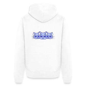 3 Cats Three Friends Team Crew Family Group Cute - Unisex Premium Organic Zip Hoodie - white - Back - Thijin (182cm)