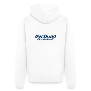 Dorfkind und stolz drauf! - Unisex Premium Bio Zip Hoodie - Weiß - Hinten - Thijin (182cm)