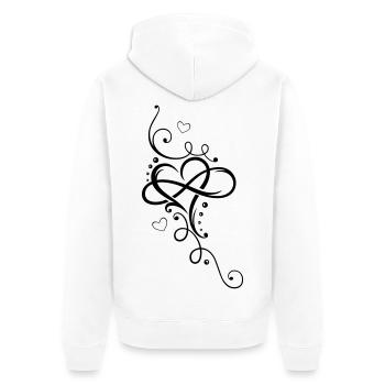 Tribal Heart with large infinity loop - Unisex Premium Organic Zip Hoodie - white - Back - Thijin (182cm)