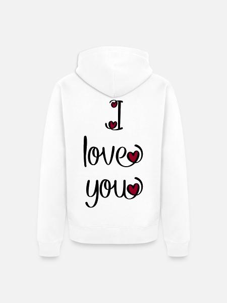 Je t'aime - Veste à capuche bio Premium Unisexe - blanc