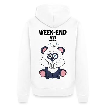 Panda-Wochenende - Unisex Premium Bio Zip Hoodie - Weiß - Hinten - Thijin (182cm)
