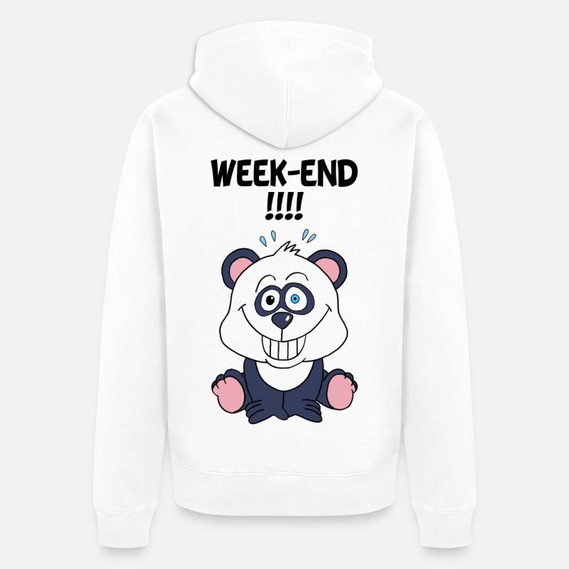 Le week-end du panda - Veste à capuche bio Premium Unisexe - blanc