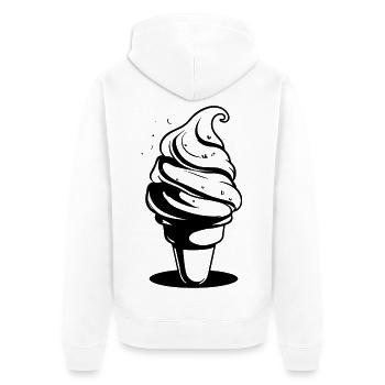 Croquis de cornet de crème glacée - Veste à capuche bio Premium Unisexe - blanc - Dos - Thijin (182cm)
