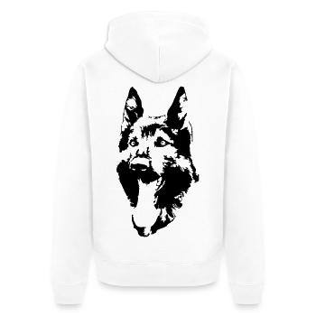 German Shepherd Head - Unisex Premium Organic Zip Hoodie - white - Back - Thijin (182cm)