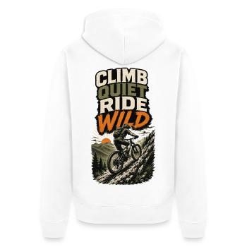 Ascension de sentier VTT Randonnée Tranquille Wild - Veste à capuche bio Premium Unisexe - blanc - Dos - Thijin (182cm)