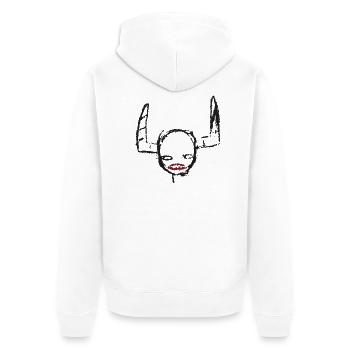 rolling-goth - Unisex Premium Bio Zip Hoodie - Weiß - Hinten - Thijin (182cm)