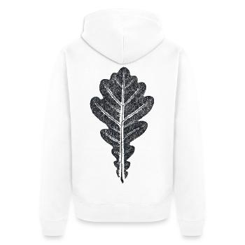 Eichenblatt / Botanischer Blätter - Abdruck - Unisex Premium Bio Zip Hoodie - Weiß - Hinten - Thijin (182cm)