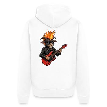 BAAAH METAL Fire Goat Shirt | Lustiges Metal Ziege - Unisex Premium Bio Zip Hoodie - Weiß - Hinten - Thijin (182cm)