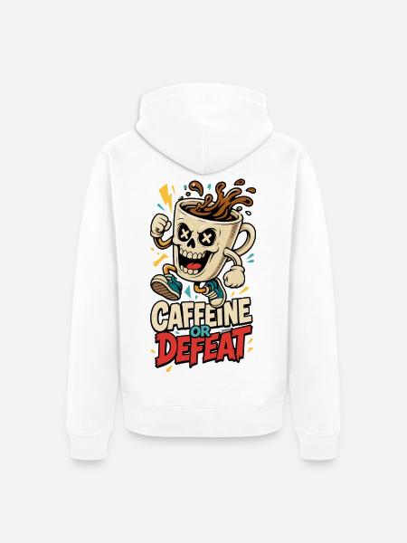 Kaffee-Totenkopf – Caffeine or Defeat - Unisex Premium Bio Zip Hoodie - Weiß