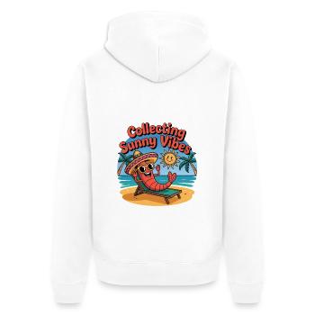 Ambiance estivale ensoleillée Drôle de crabe sur la plage - Veste à capuche bio Premium Unisexe - blanc - Dos - Thijin (182cm)