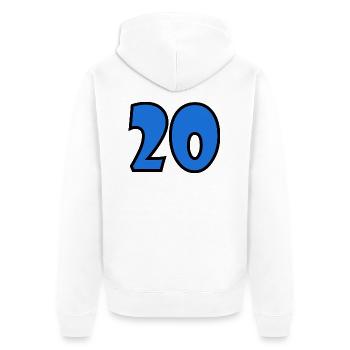 20 - Unisex Premium Bio Zip Hoodie - Weiß - Hinten - Thijin (182cm)