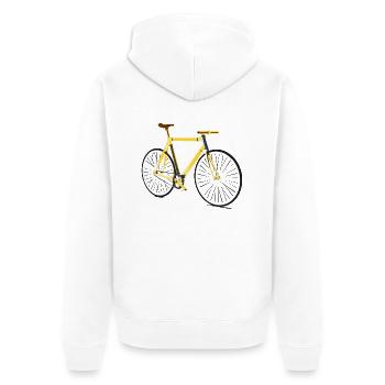 Rennrad Straße 1 - Unisex Premium Bio Zip Hoodie - Weiß - Hinten - Thijin (182cm)