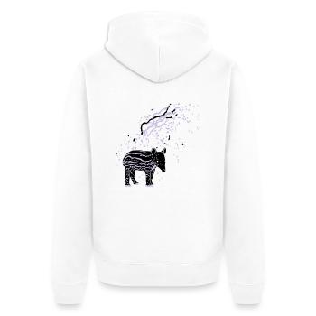 PLUX Tapir - Unisex Premium Bio Zip Hoodie - Weiß - Hinten - Thijin (182cm)